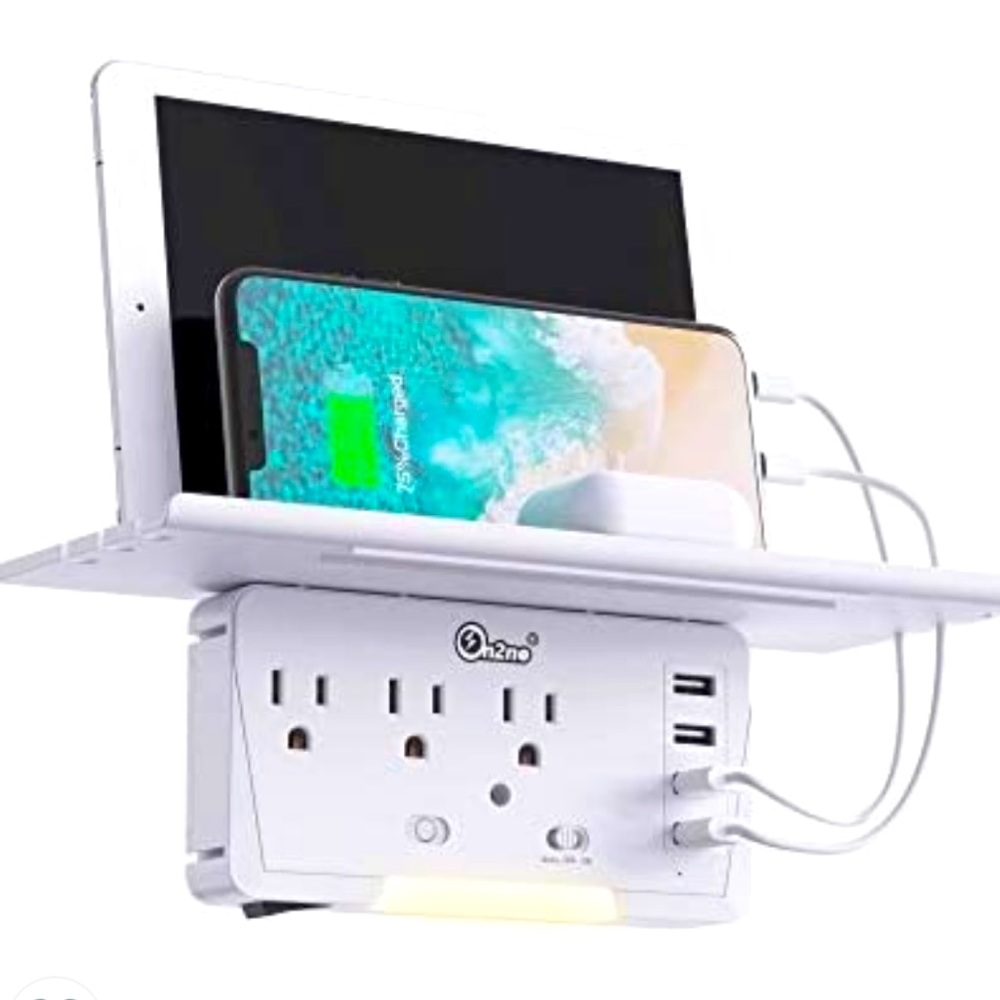 3 units: Outlet Shelf Surge Protector: 3AC & 4 USB